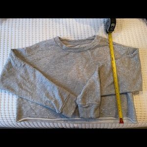 Grey distressed ALO cropped crew neck